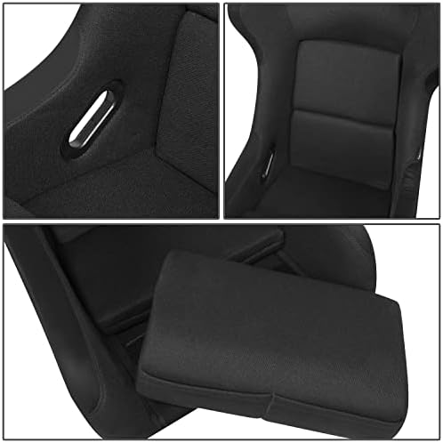 NRG Innovations NRG FRP 300BK Fiber Glass Fixed Back Bucket Racing Seat  Large   4/5 pt Harness Compatibility  Black Seat Cover  23W X 18 D X 35 H
