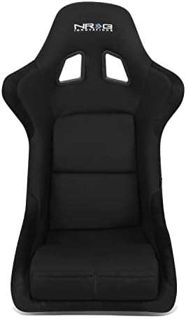 NRG Innovations NRG FRP 300BK Fiber Glass Fixed Back Bucket Racing Seat  Large   4/5 pt Harness Compatibility  Black Seat Cover  23W X 18 D X 35 H