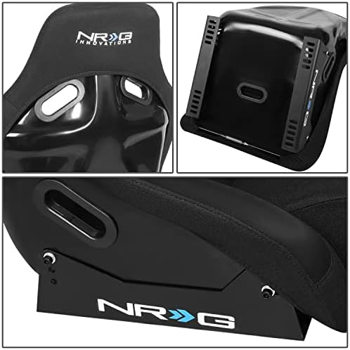 NRG Innovations NRG FRP 300BK Fiber Glass Fixed Back Bucket Racing Seat  Large   4/5 pt Harness Compatibility  Black Seat Cover  23W X 18 D X 35 H
