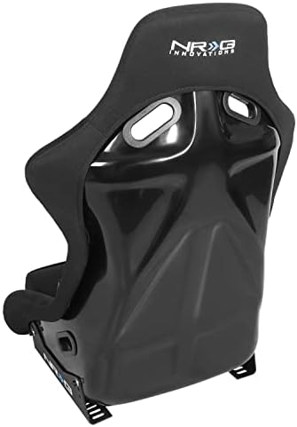 NRG Innovations NRG FRP 300BK Fiber Glass Fixed Back Bucket Racing Seat  Large   4/5 pt Harness Compatibility  Black Seat Cover  23W X 18 D X 35 H
