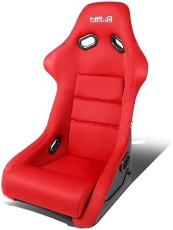 NRG Innovations NRG FRP 300BK Fiber Glass Fixed Back Bucket Racing Seat  Large   4/5 pt Harness Compatibility  Black Seat Cover  23W X 18 D X 35 H