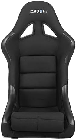 NRG Innovations NRG FRP 300BK Fiber Glass Fixed Back Bucket Racing Seat  Large   4/5 pt Harness Compatibility  Black Seat Cover  23W X 18 D X 35 H