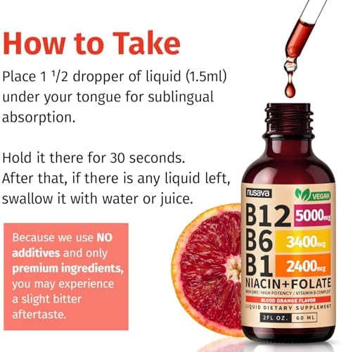 NUSAVA  2 Pack  Extra Strength Liquid Vitamin B12 Sublingual Vitamin B Complex   B12 Drops 10000mcg   Methylcobalamin for Energy  Brain  and Heart Support  Raspberry Flavor  2 floz  80 Servings