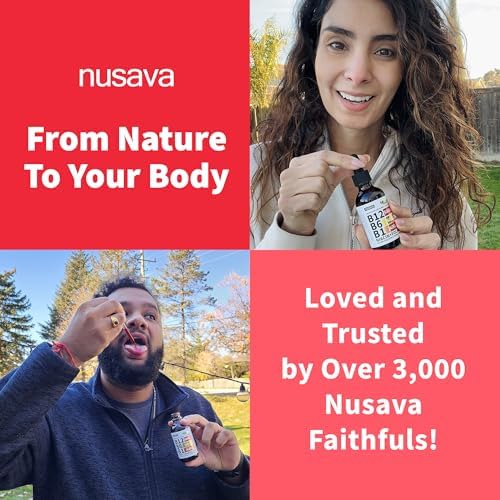 NUSAVA  2 Pack  Extra Strength Liquid Vitamin B12 Sublingual Vitamin B Complex   B12 Drops 10000mcg   Methylcobalamin for Energy  Brain  and Heart Support  Raspberry Flavor  2 floz  80 Servings