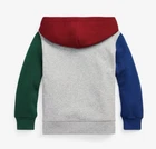 NWT Polo Ralph Lauren Boys Polo Bear Student Gray Colorblock Fleece Hoodie 10 12