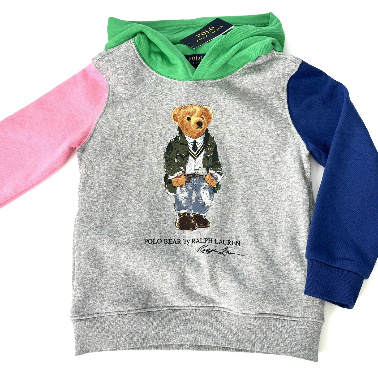 NWT  Boys Polo Ralph Lauren Multicolor Polo Bear Hoodie  M 10 12   Eu 146/152