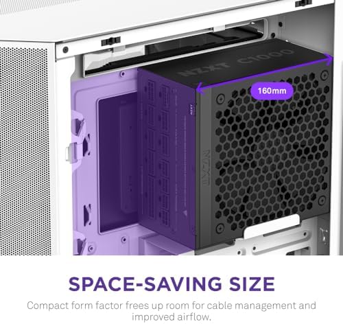 NZXT C1000 Gold ATX 3 1   Fully Modular Low Noise PC Gaming Power Supply   1000 Watts   80 Plus Gold   12V 2x6 Connector   Zero Fan Mode   100  Japanese Capacitors   Black