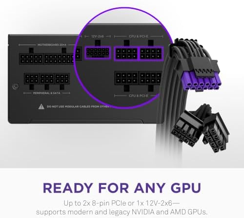 NZXT C750 Gold Core   750W ATX 3 1 Power Supply   80 Plus Gold   Cybenetics Platinum   Fully Modular   PCIe 5 1 300W 12V 2x6   Zero RPM Fan   105 C Capacitors   Black