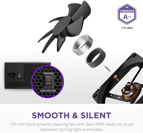 NZXT C750 Gold Core   750W ATX 3 1 Power Supply   80 Plus Gold   Cybenetics Platinum   Fully Modular   PCIe 5 1 300W 12V 2x6   Zero RPM Fan   105 C Capacitors   Black