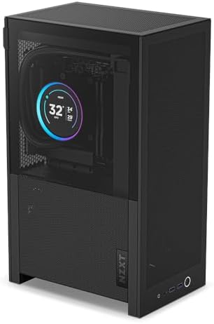 NZXT H2 Flow - Carcasa para PC Mini-ITX de 20,7 L de alto flujo de aire, incluye 2 ventiladores superiores de 4.724 in y cable vertical PCIe 5.0 - GPU de 13.031 in - Radiador de 11.024 in - Negro
