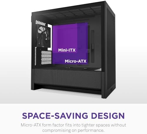 NZXT H3 Flow   Micro ATX PC Case   Optimized Airflow   Includes 1 x 120mm Rear Fan   Supports Full Sized GPUs   Fits 280mm Front  240mm Top Radiator   Back Connect Motherboard   Black