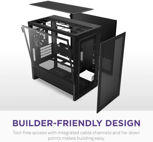 NZXT H3 Flow   Micro ATX PC Case   Optimized Airflow   Includes 1 x 120mm Rear Fan   Supports Full Sized GPUs   Fits 280mm Front  240mm Top Radiator   Back Connect Motherboard   Black