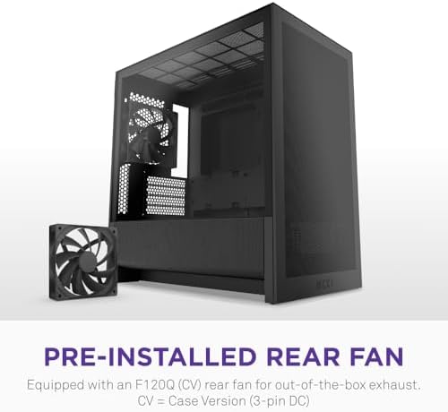 NZXT H3 Flow   Micro ATX PC Case   Optimized Airflow   Includes 1 x 120mm Rear Fan   Supports Full Sized GPUs   Fits 280mm Front  240mm Top Radiator   Back Connect Motherboard   Black