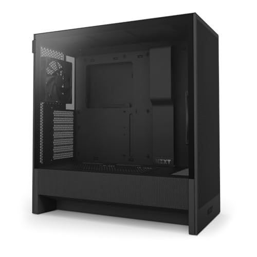 NZXT H5 Flow 2024   Compact ATX Mid Tower PC Gaming Case   High Airflow   2 x 120mm Fans Included   360mm Front & 240mm Top Radiator Support   Cable Management System   Tempered Glass   Black