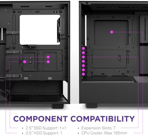 NZXT H5 Flow 2024   Compact ATX Mid Tower PC Gaming Case   High Airflow   2 x 120mm Fans Included   360mm Front & 240mm Top Radiator Support   Cable Management System   Tempered Glass   White
