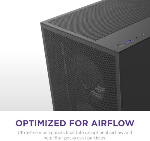 NZXT H5 Flow 2024   Compact ATX Mid Tower PC Gaming Case   High Airflow   2 x 120mm Fans Included   360mm Front & 240mm Top Radiator Support   Cable Management System   Tempered Glass   White