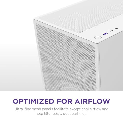 NZXT H5 Flow 2024   Compact ATX Mid Tower PC Gaming Case   High Airflow   2 x 120mm Fans Included   360mm Front & 240mm Top Radiator Support   Cable Management System   Tempered Glass   Black