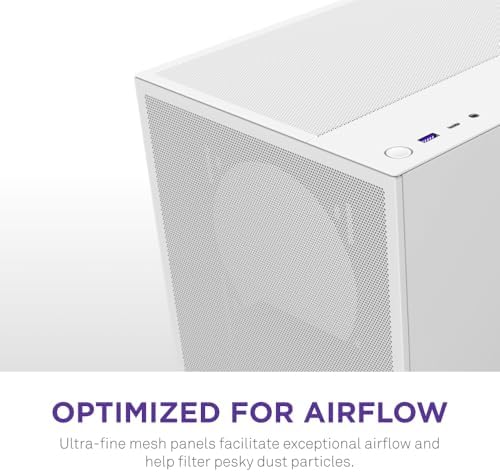 NZXT H5 Flow 2024   Compact ATX Mid Tower PC Gaming Case   High Airflow   2 x 120mm Fans Included   360mm Front & 240mm Top Radiator Support   Cable Management System   Tempered Glass   Black