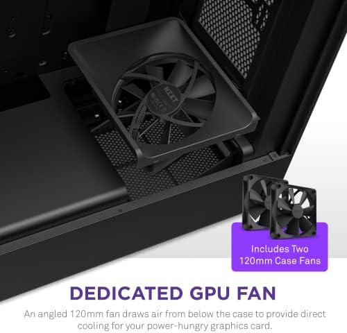 NZXT H5 Flow 2024   Compact ATX Mid Tower PC Gaming Case   High Airflow   2 x 120mm Fans Included   360mm Front & 240mm Top Radiator Support   Cable Management System   Tempered Glass   Black