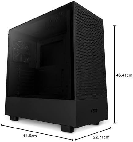 NZXT H5 Flow 2024   Compact ATX Mid Tower PC Gaming Case   High Airflow   2 x 120mm Fans Included   360mm Front & 240mm Top Radiator Support   Cable Management System   Tempered Glass   Black