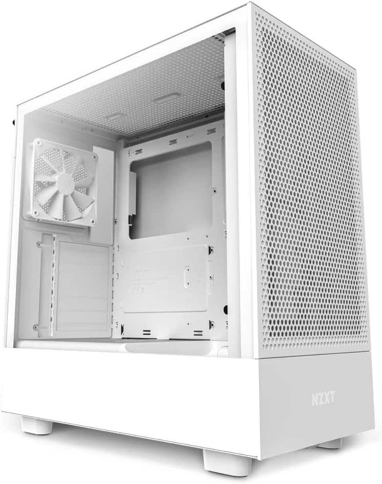 NZXT H5 Flow 2024   Compact ATX Mid Tower PC Gaming Case   High Airflow   2 x 120mm Fans Included   360mm Front & 240mm Top Radiator Support   Cable Management System   Tempered Glass   Black
