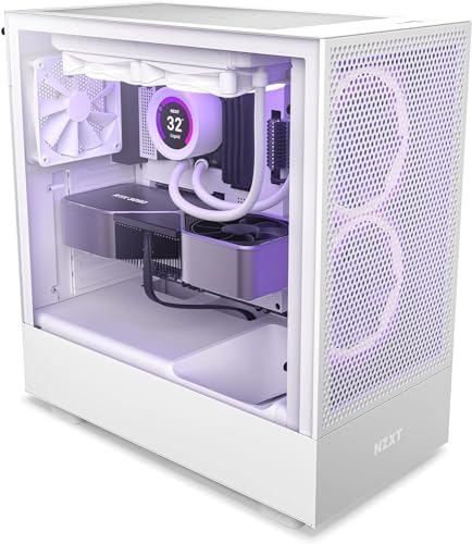 NZXT H5 Flow 2024   Compact ATX Mid Tower PC Gaming Case   High Airflow   2 x 120mm Fans Included   360mm Front & 240mm Top Radiator Support   Cable Management System   Tempered Glass   Black