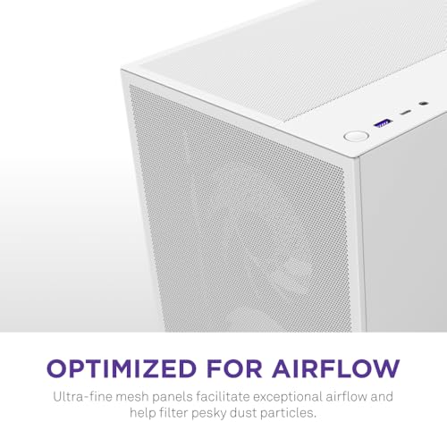 NZXT H5 Flow RGB 2024 Compact ATX Mid Tower PC Gaming Case High Airflow F360 RGB Core CV Included 360mm Front & 240mm Top Radiator Support Cable Management Tempered Glass White
