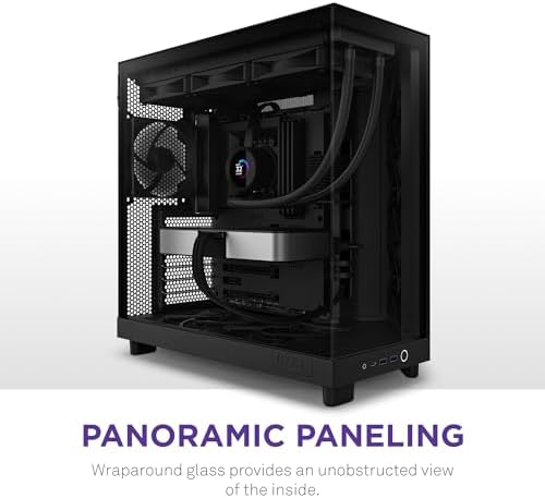 NZXT H6 Flow   CC H61FB 01   Compact Dual Chamber Mid Tower Airflow Case   Panoramic Glass Panels   High Performance Airflow Panels   Includes 3 x 120mm Fans   Cable Management   Black