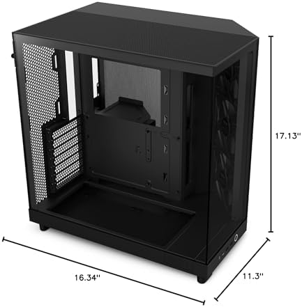 NZXT H6 Flow   CC H61FB 01   Compact Dual Chamber Mid Tower Airflow Case   Panoramic Glass Panels   High Performance Airflow Panels   Includes 3 x 120mm Fans   Cable Management   Black