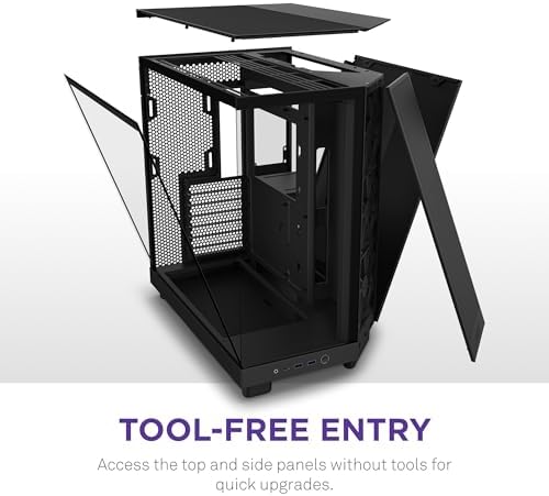 NZXT H6 Flow   CC H61FB 01   Compact Dual Chamber Mid Tower Airflow Case   Panoramic Glass Panels   High Performance Airflow Panels   Includes 3 x 120mm Fans   Cable Management   Black