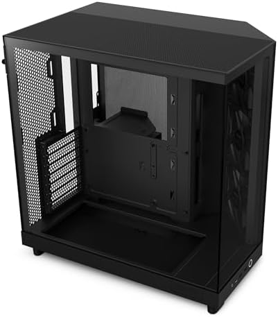 NZXT H6 Flow   CC H61FB 01   Compact Dual Chamber Mid Tower Airflow Case   Panoramic Glass Panels   High Performance Airflow Panels   Includes 3 x 120mm Fans   Cable Management   Black