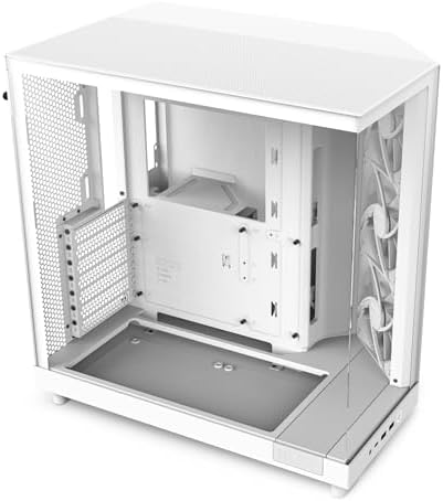 NZXT H6 Flow   CC H61FW 01   Compact Dual Chamber Mid Tower Airflow Case   Panoramic Glass Panels   High Performance Airflow Panels   Includes 3 x 120mm Fans   Cable Management   White