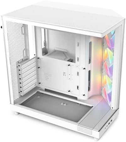 NZXT H6 Flow   CC H61FW 01   Compact Dual Chamber Mid Tower Airflow Case   Panoramic Glass Panels   High Performance Airflow Panels   Includes 3 x 120mm Fans   Cable Management   White