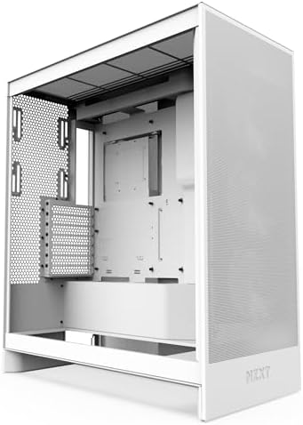 NZXT H7 Flow 2024   Mid Tower ATX Airflow Case   Includes Pre Installed 3 x 120mm Fans   Supports Bottom Fans for Dedicated GPU Cooling   Cable Management   White