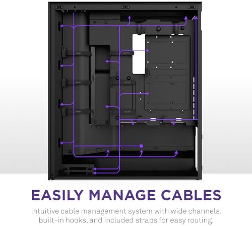 NZXT H7 Flow 2024   Mid Tower ATX Airflow Case   Includes Pre Installed 3 x 120mm Fans   Supports Bottom Fans for Dedicated GPU Cooling   Cable Management   White