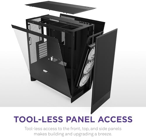 NZXT H7 Flow 2024   Mid Tower ATX Airflow Case   Includes Pre Installed 3 x 120mm Fans   Supports Bottom Fans for Dedicated GPU Cooling   Cable Management   White