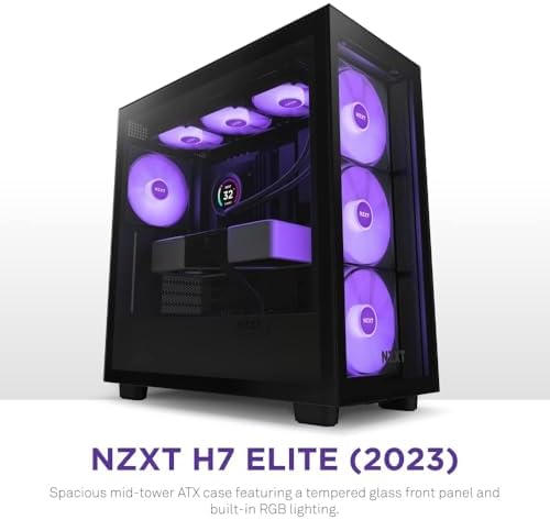 NZXT H7 Flow 2024   Mid Tower ATX Airflow Case   Includes Pre Installed 3 x 120mm Fans   Supports Bottom Fans for Dedicated GPU Cooling   Cable Management   White