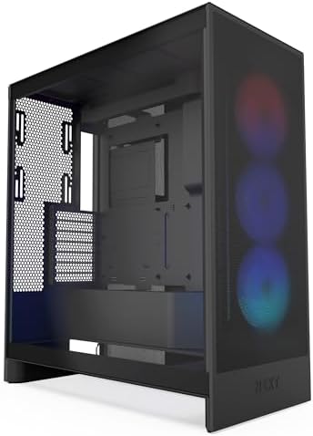 NZXT H7 Flow 2024   Mid Tower ATX Airflow Case   Includes Pre Installed 3 x 120mm Fans   Supports Bottom Fans for Dedicated GPU Cooling   Cable Management   White