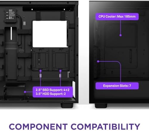 NZXT H7 Flow 2024   Mid Tower ATX Airflow Case   Includes Pre Installed 3 x 120mm Fans   Supports Bottom Fans for Dedicated GPU Cooling   Cable Management   White