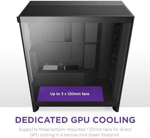 NZXT H7 Flow 2024   Mid Tower ATX Airflow Case   Includes Pre Installed 3 x 120mm Fans   Supports Bottom Fans for Dedicated GPU Cooling   Cable Management   White