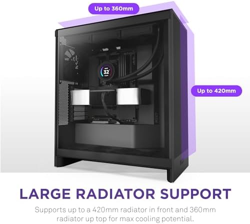 NZXT H7 Flow 2024   Mid Tower ATX Airflow Case   Includes Pre Installed 3 x 120mm Fans   Supports Bottom Fans for Dedicated GPU Cooling   Cable Management   White