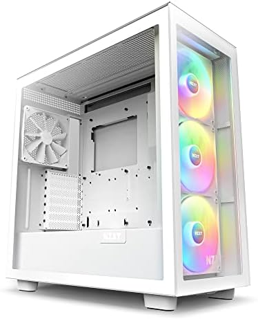 NZXT H7 Flow 2024   Mid Tower ATX Airflow Case   Includes Pre Installed 3 x 120mm Fans   Supports Bottom Fans for Dedicated GPU Cooling   Cable Management   White