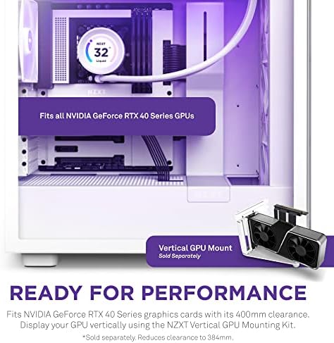 NZXT H7 Flow 2024   Mid Tower ATX Airflow Case   Includes Pre Installed 3 x 120mm Fans   Supports Bottom Fans for Dedicated GPU Cooling   Cable Management   White