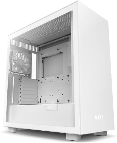 NZXT H7 Flow 2024   Mid Tower ATX Airflow Case   Includes Pre Installed 3 x 120mm Fans   Supports Bottom Fans for Dedicated GPU Cooling   Cable Management   White