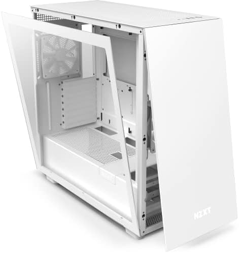 NZXT H7 Flow 2024   Mid Tower ATX Airflow Case   Includes Pre Installed 3 x 120mm Fans   Supports Bottom Fans for Dedicated GPU Cooling   Cable Management   White