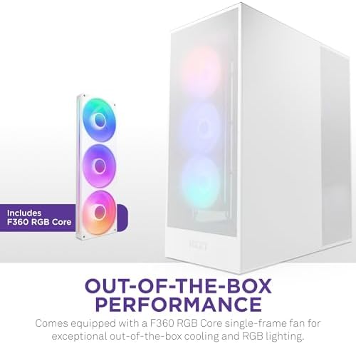 NZXT H7 Flow 2024   Mid Tower ATX Airflow Case   Includes Pre Installed 3 x 120mm Fans   Supports Bottom Fans for Dedicated GPU Cooling   Cable Management   White