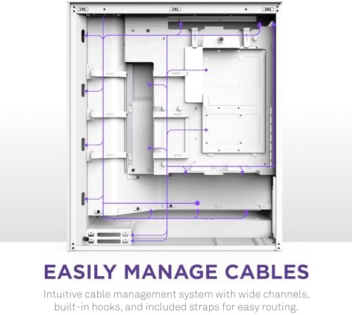 NZXT H7 Flow 2024   Mid Tower ATX Airflow Case   Includes Pre Installed 3 x 120mm Fans   Supports Bottom Fans for Dedicated GPU Cooling   Cable Management   White