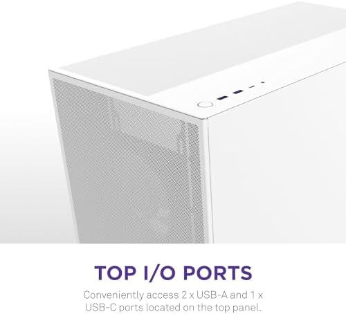 NZXT H7 Flow 2024   Mid Tower ATX Airflow Case   Includes Pre Installed 3 x 120mm Fans   Supports Bottom Fans for Dedicated GPU Cooling   Cable Management   White