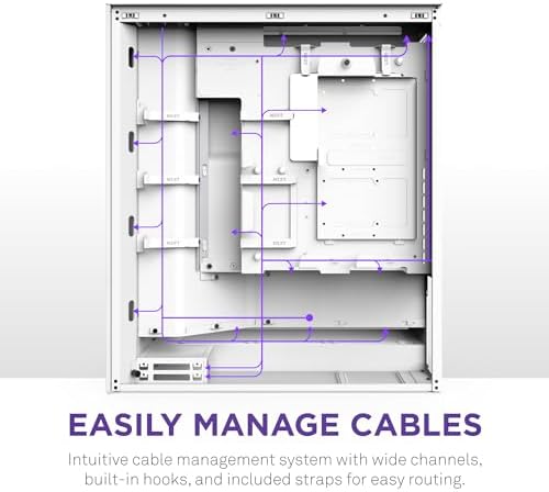NZXT H7 Flow 2024   Mid Tower ATX Airflow Case   Includes Pre Installed 3 x 120mm Fans   Supports Bottom Fans for Dedicated GPU Cooling   Cable Management   White