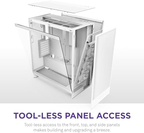 NZXT H7 Flow 2024   Mid Tower ATX Airflow Case   Includes Pre Installed 3 x 120mm Fans   Supports Bottom Fans for Dedicated GPU Cooling   Cable Management   White